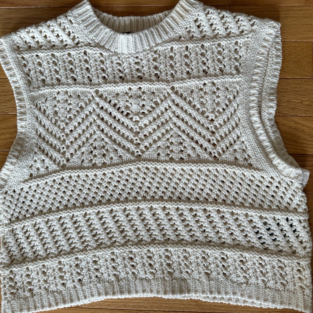 Rag & Bone Cream Knit Sleeveless Sweater Vest, Size XS